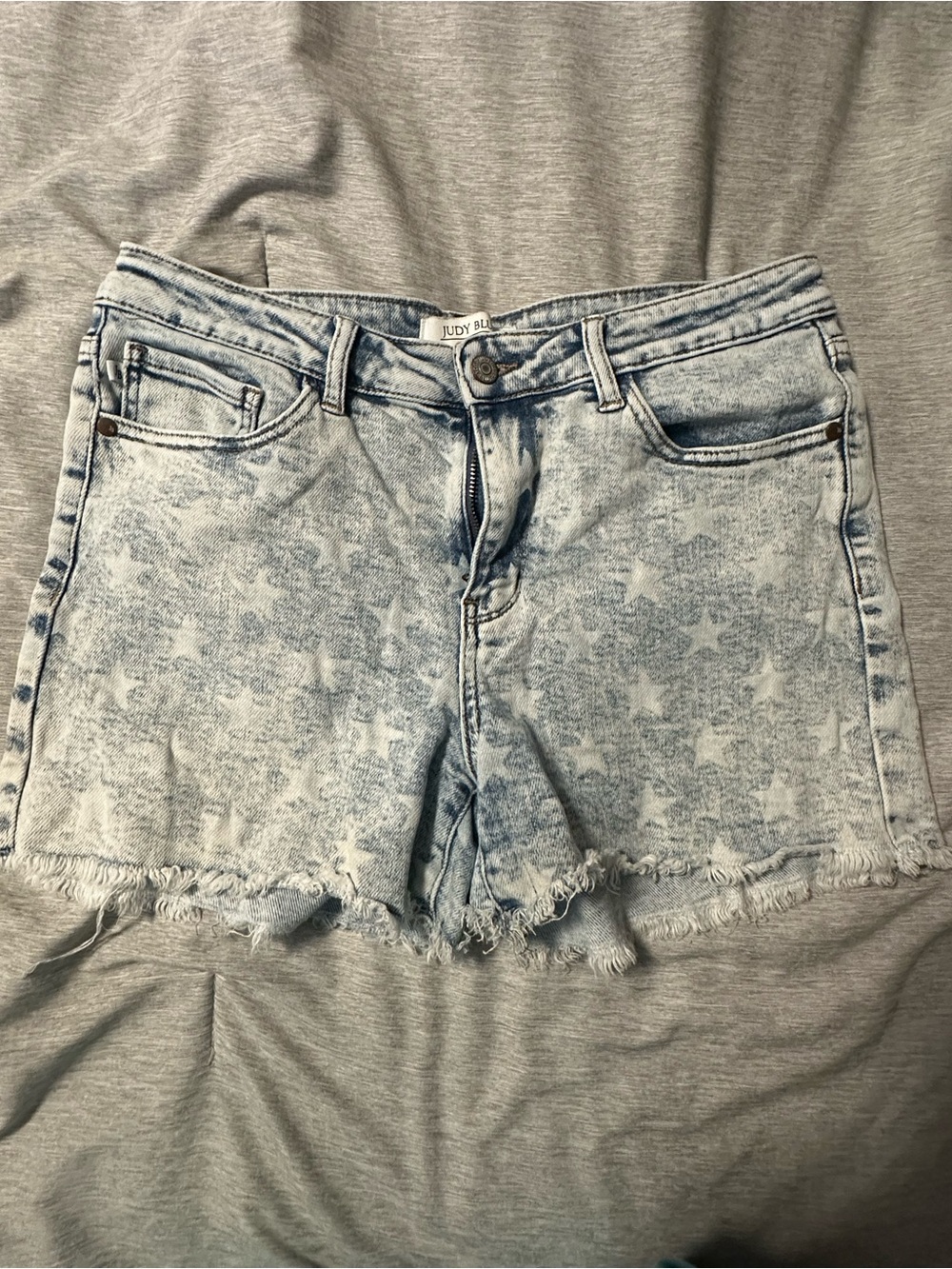 Judy Blue Light Blue Star Print Denim Cutoff Shorts
